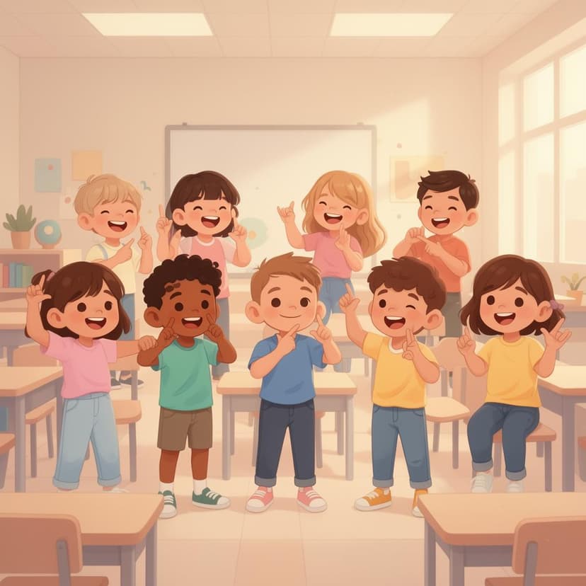 Children learning sign language